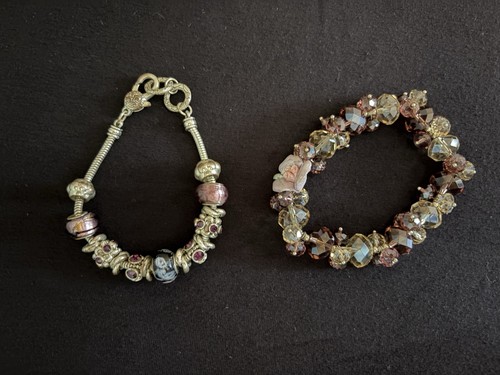 Set bracciali perline viola - bracciali,